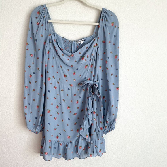 Reformation Cammi Light Blue Floral Mini Dress - Picture 7 of 14